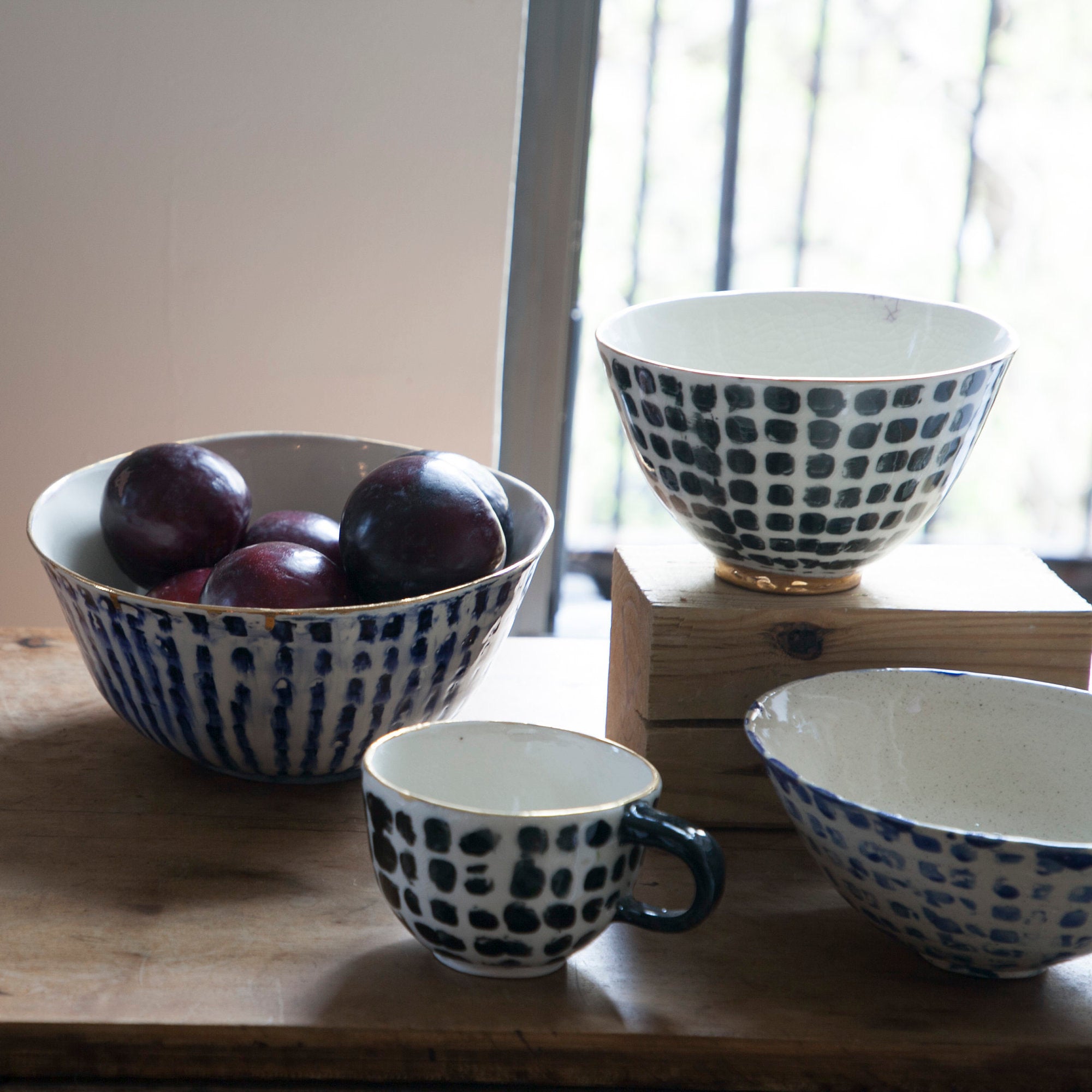 Blue and White Medium Fruit Bowl